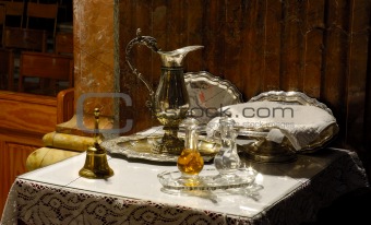 still life of objects used for holy communion in catholic worship
