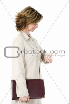 woman checking the time