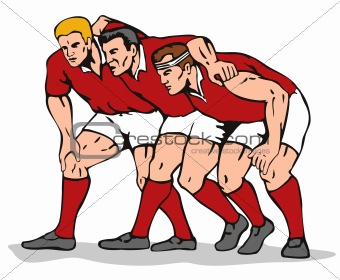 Rugby front row scrum