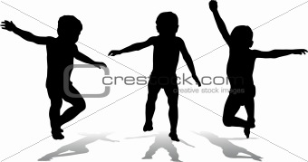 Three jumping children
