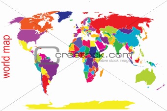 World map in bright tones
