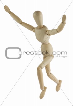 Wooden mannequin jumps