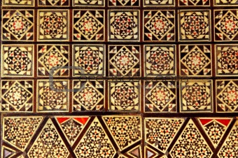 Asian handcraft inlaid mosaic wood box cover