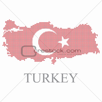 Turkey pixel map and Turkish flag isolated vector