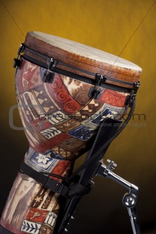 African Djembe Drum  On Yellow