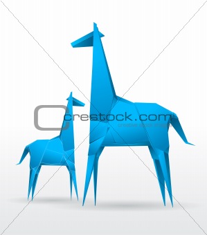 Vector origami giraffes
