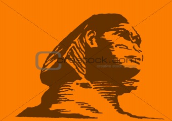 vector illustration of the sphinx on orange background