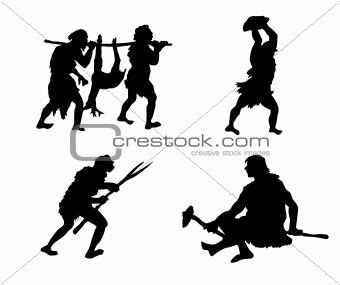 vector drawing of the primitive person on white background