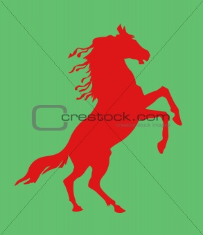 vector silhouette of the horses on green background