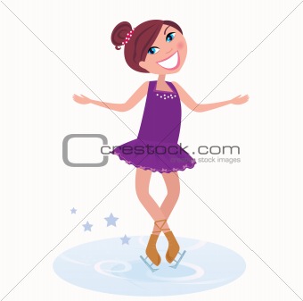 Winter holidays: Young figure skating woman posing on ice