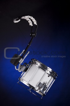 Marching Field Drum Isolated On Blue