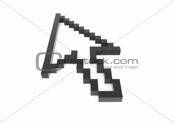 3d black pixel arrow