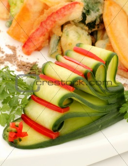 Sliced Cucumber And Capsicum