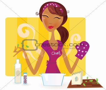 Woman  is cooking meal in the kitchen