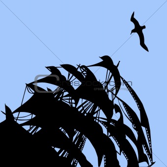 vector illustration of the sail on background blue sky