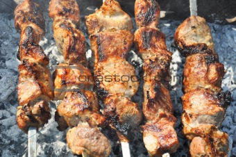 Tasty fry meat (pork barbecue) 