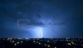 Thunderstorm and perfect Lightning over city