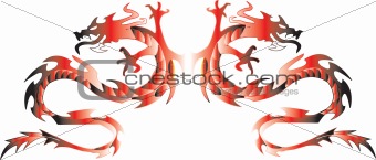 Twins dragons. Vector illustration