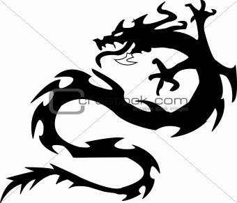 black silhouette of dragon.Vector illustration