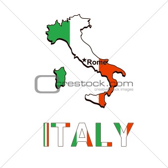 Italy map in the form of the Italian flag. Vector illustration