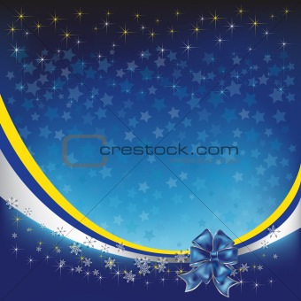 christmas greeting with blue bow