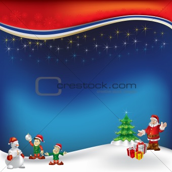 christmas greeting with Santa Claus on a blue  background