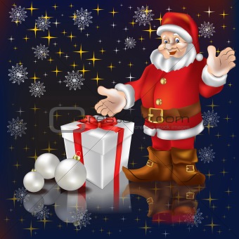 Santa Claus with gifts on a black background