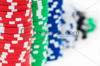 Stack of chips isolated on the white background