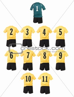 Yellow Football team shirts