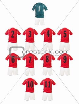 Red Football team shirts