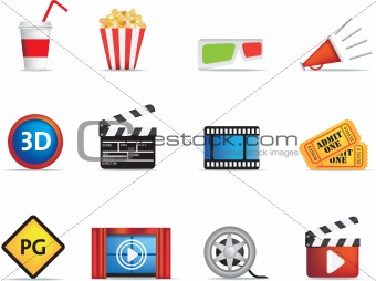 movie and cinema icon set