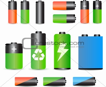 A set of glossy batteries