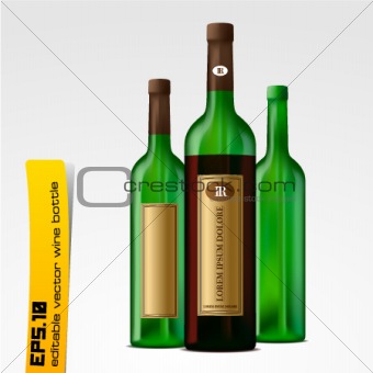 Editable vector wine bottles