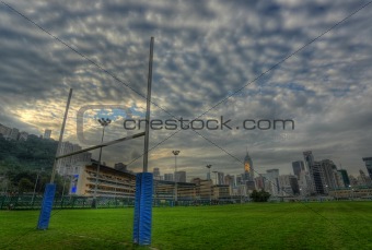 rugby goalposts in HDR
