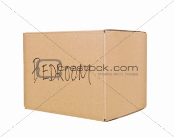 Cardboard Box marked Bedroom