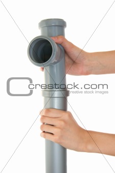 Gray plastic pipes isolated