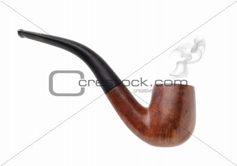 Pipe with smoke isolated on white background