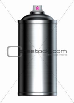 brushed metal graffiti spray can on a white background 