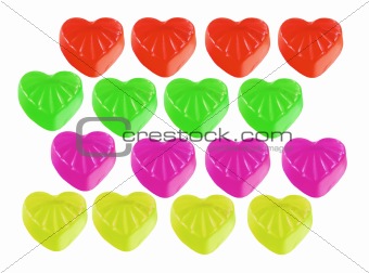 colored marmalade candy heart isolated on white