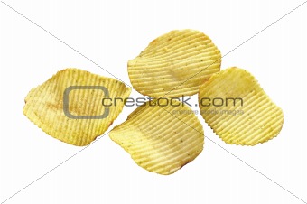 tasty potato chips isolated on white background