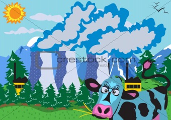 Nuclear powerplant and cow