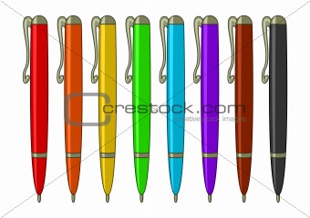 Set of multicolored pens