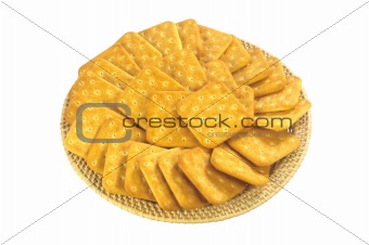 sweet cookies on plate isolated on white