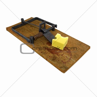 3d render of a mouse trap with cheese