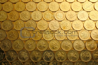 gold coins , money background, of Hong Kong currency $0.5 coins