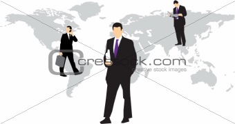 Business Men on world map