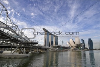 Singapore Skyline with Helix Bridge