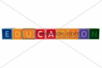 education in toy block letters