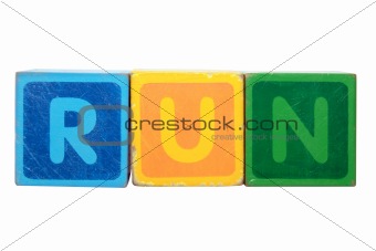 run in toy block letters