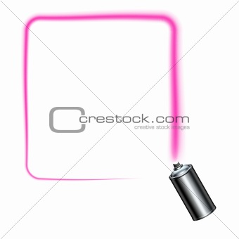 spray can spraying a pink square border with rounded corners
